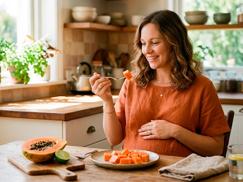 mulher comendo mamã